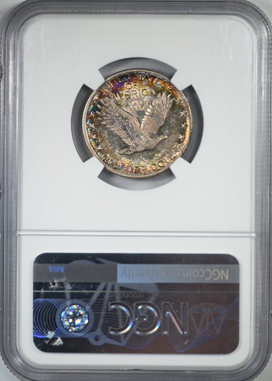 1917-D Type 2 Standing Liberty Quarter 25C NGC AU55 CAC - TONED!