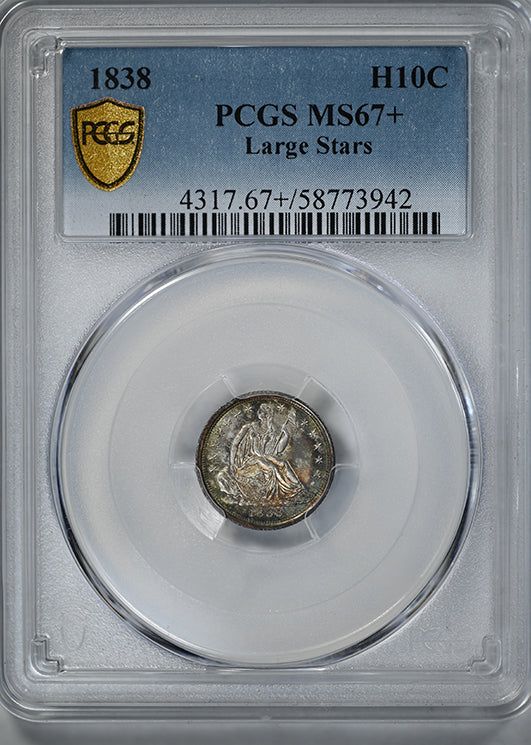 1838 Liberty Seated Half Dime H10C PCGS MS67+ Large Stars