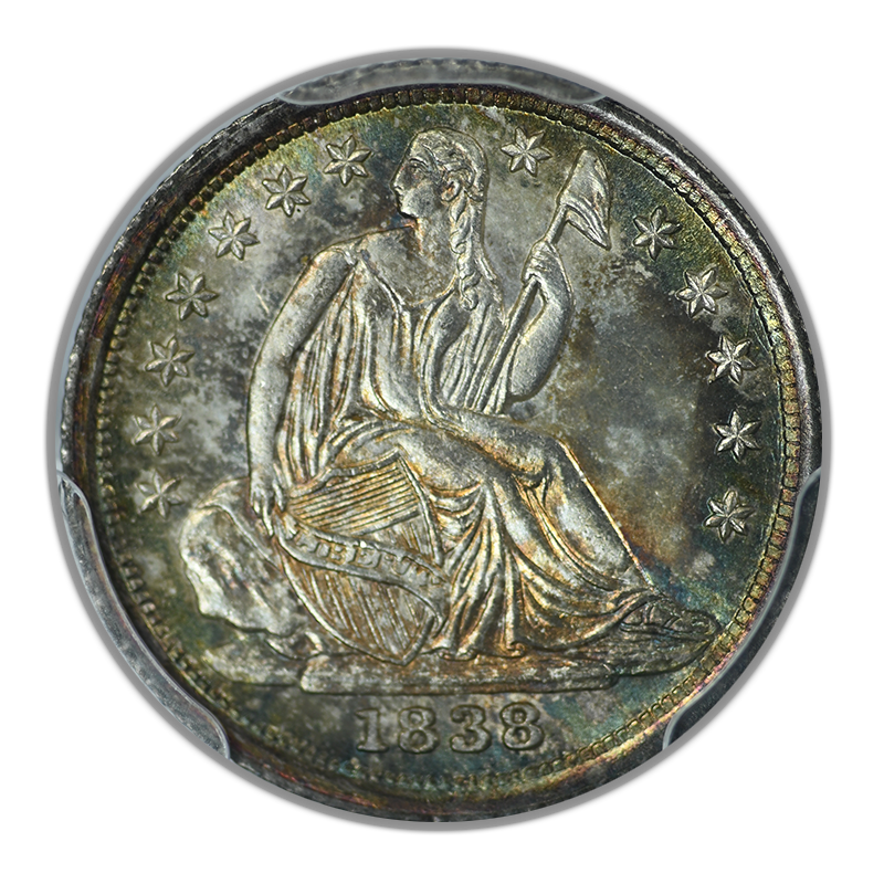 1838 Liberty Seated Half Dime H10C PCGS MS67+ Large Stars
