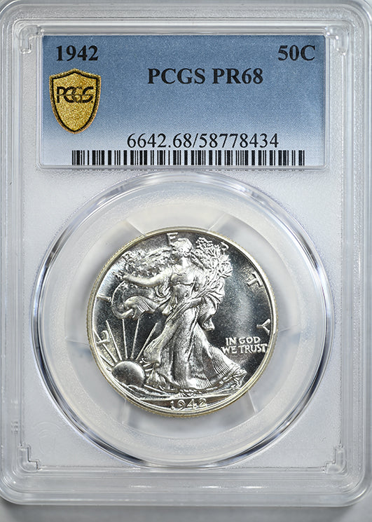 1942 Proof Walking Liberty Half Dollar 50C PCGS PR68
