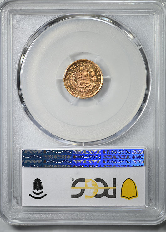 1968-BBR Peru Gold 1/5 Libra PCGS MS66