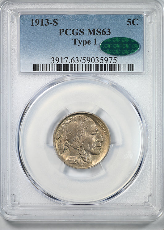 1913-S Type 1 Buffalo Nickel 5C PCGS MS63 CAC