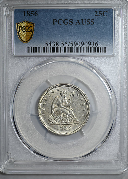 1856 Liberty Seated Quarter 25C PCGS AU55