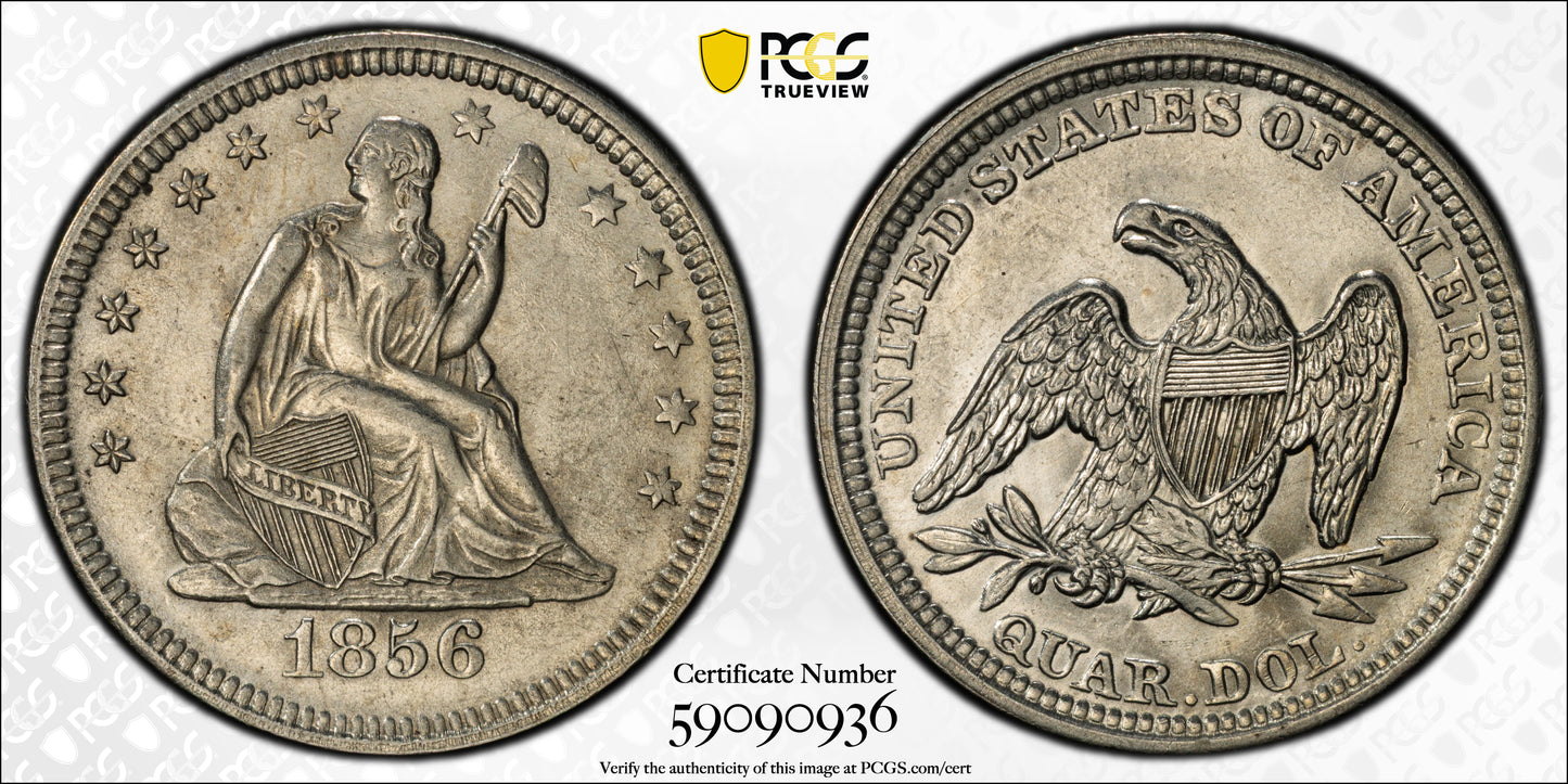 1856 Liberty Seated Quarter 25C PCGS AU55