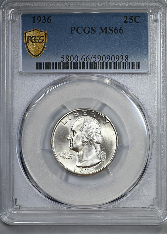 1936 Washington Quarter 25C PCGS MS66