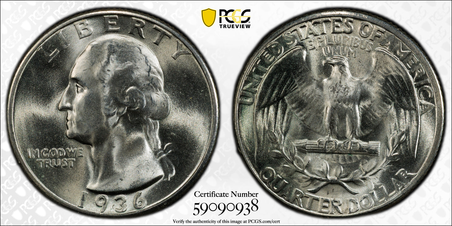 1936 Washington Quarter 25C PCGS MS66