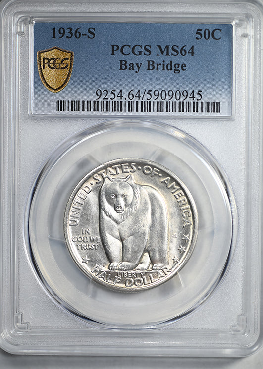 1936-S Bay Bridge Classic Commemorative Half Dollar 50C PCGS MS64