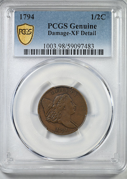 1794 Liberty Cap Half Cent 1/2C PCGS Genuine XF Detail