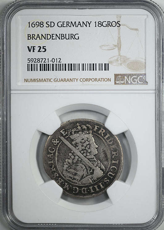 1698 SD Germany 18GROS Grˆscher German States BRANDENBURG NGC VF25