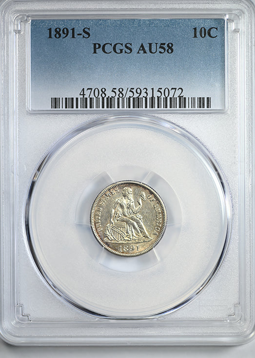 1891-S Liberty Seated Dime 10C PCGS AU58