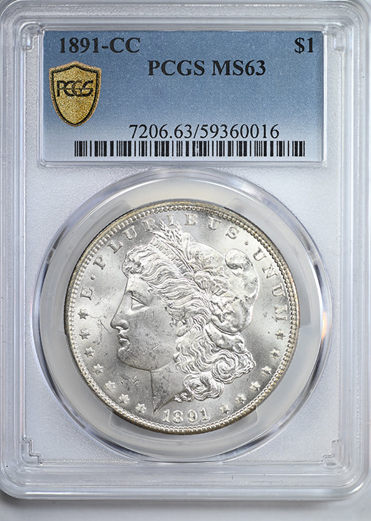 1891-CC Morgan Dollar $1 PCGS MS63