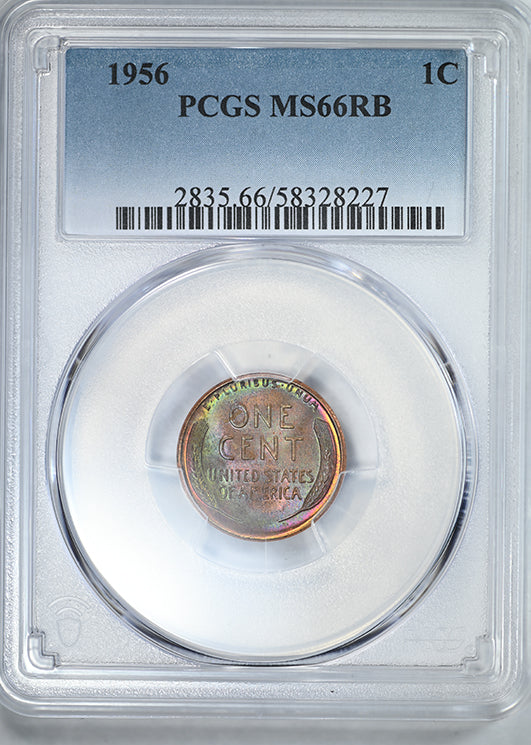 1956 Lincoln Wheat Cent 1C PCGS MS66RB - TONED!