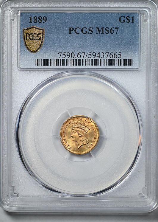 1889 Type 3 Indian Princess Head Gold Dollar G$1 PCGS MS67