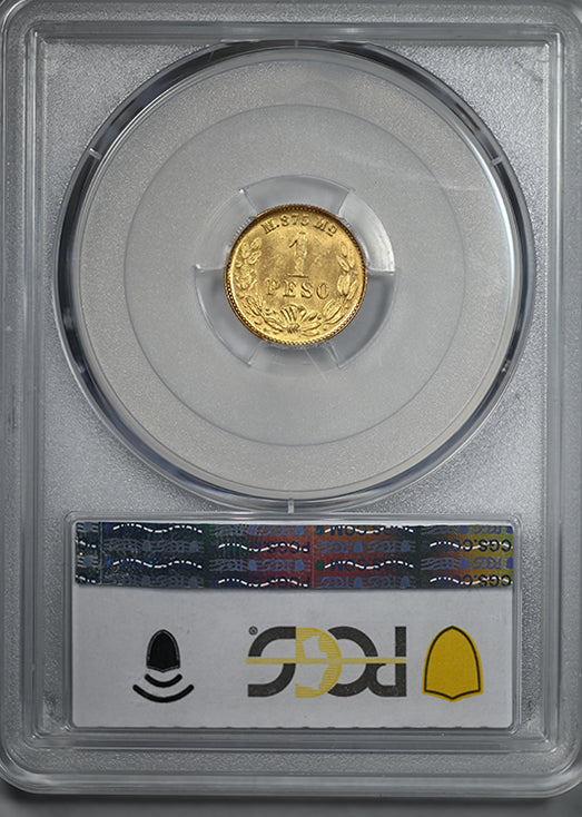 1902-Mo M Mexico Gold G1P Peso PCGS MS65 KM-410.5 Large Date Au