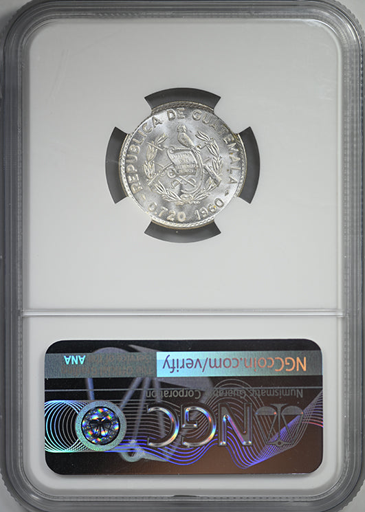 1960 Doubled Die Reverse Guatemala 10C Centavos NGC MS66