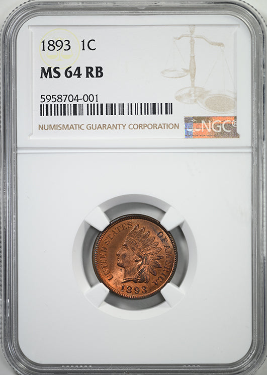 1893 Bronze Indian Head Cent 1C NGC MS64RB