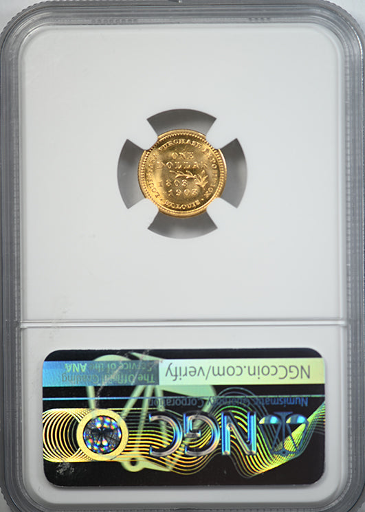 1903 McKinley Classic Commemorative Gold Dollar G$1 NGC MS65 - Louisiana Purchase Reverse Slab
