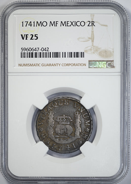 1741 MO MF Mexico 2R Reales NGC VF25 Obverse Slab