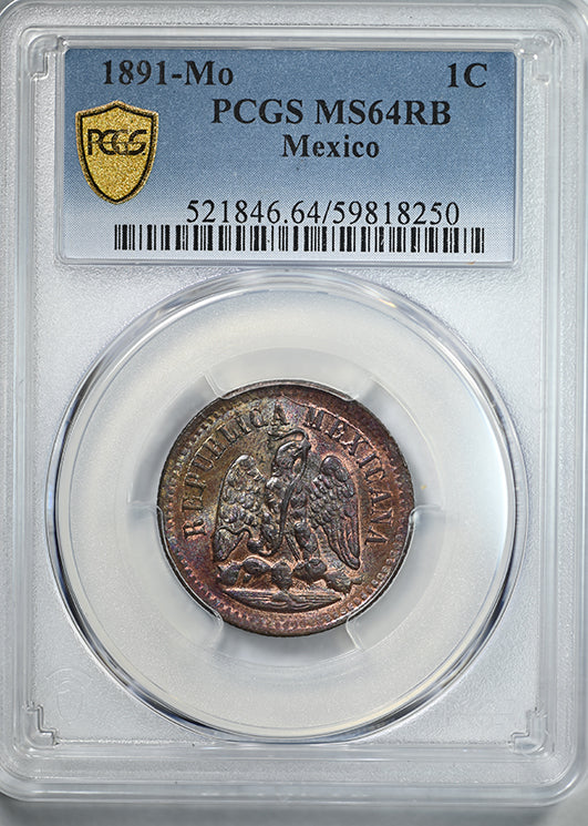 1891-Mo Mexico 1C Centavo PCGS MS64RB - TONED!