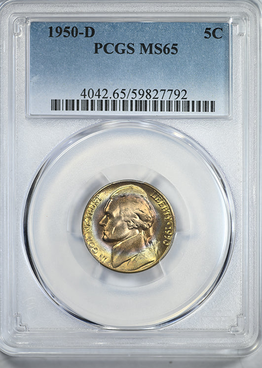 1950-D Jefferson Nickel 5C PCGS MS65 - TONED!