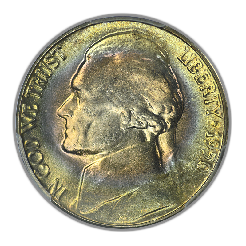 1950-D Jefferson Nickel 5C PCGS MS65 - TONED!