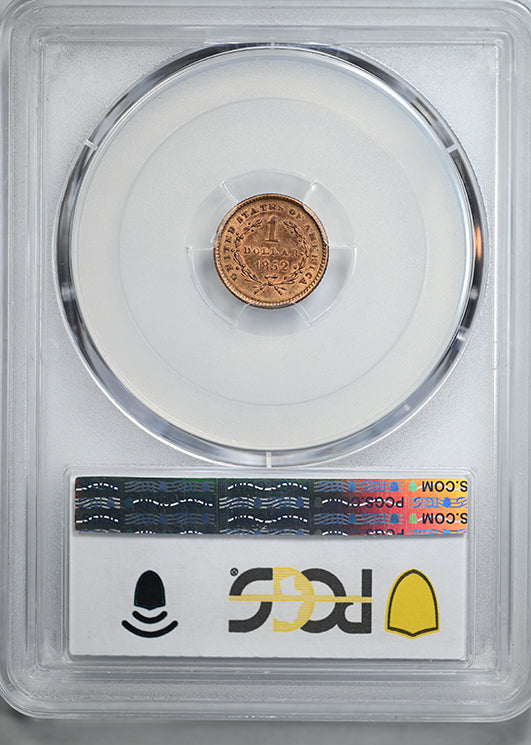 1852 Type 1 Liberty Head Gold Dollar G$1 PCGS AU58 - TONED!