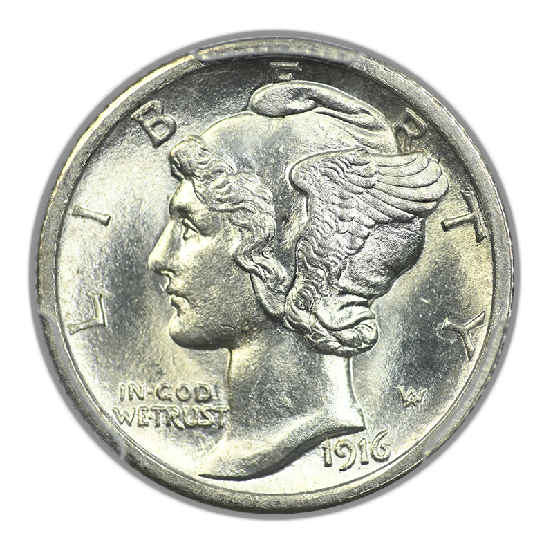 1916 Mercury Dime 10C PCGS MS62FB - Full Bands