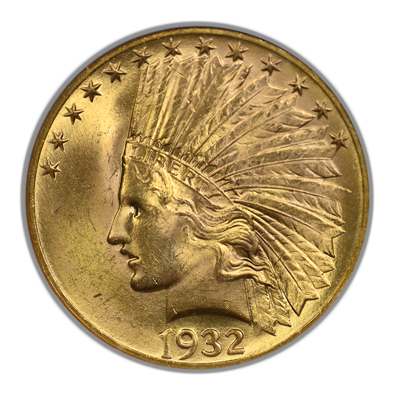1932 Indian Head Gold Eagle $10 NGC MS64