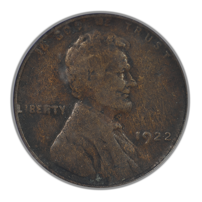 1922 No D Lincoln Wheat Cent 1C PCGS VF20 - Strong Reverse