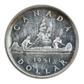 1951 Canada Silver Dollar $1 PCGS AU58