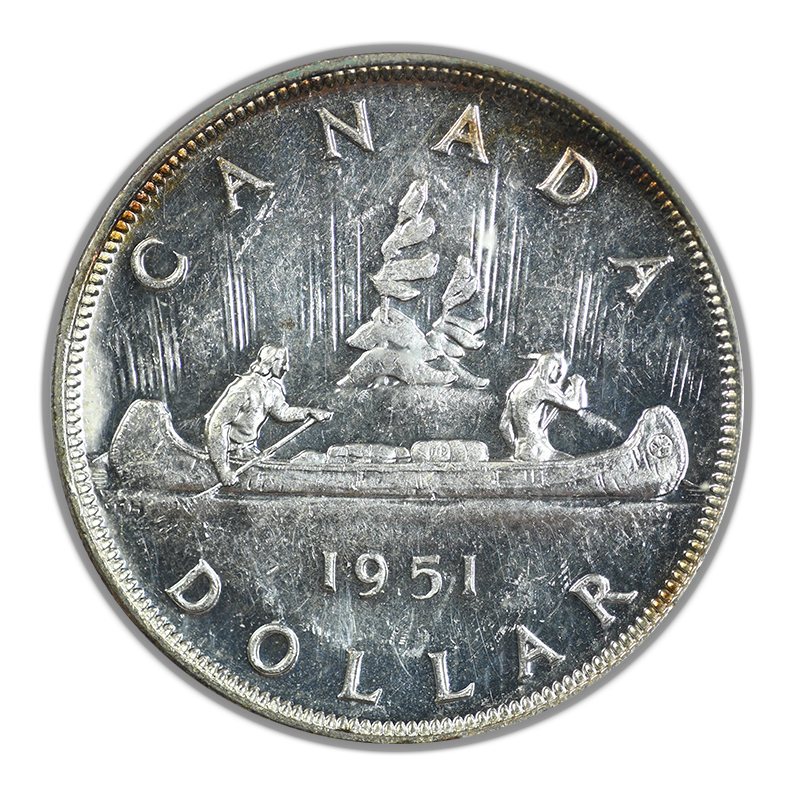 1951 Canada Silver Dollar $1 PCGS AU58