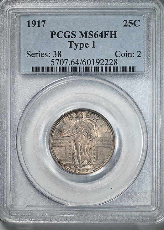 1917 Type 1 Standing Liberty Quarter 25C PCGS MS64FH - Full Head