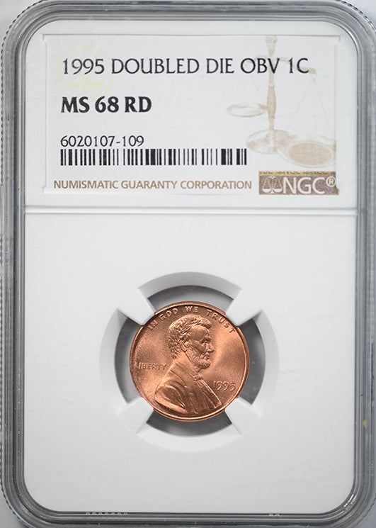 1995 Doubled Die Obverse Lincoln Memorial Cent 1C NGC MS68RD DDO
