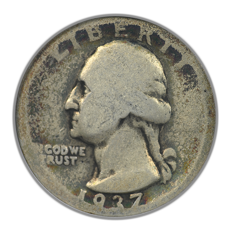 1937 Doubled Die Obverse Washington Quarter 25C ANACS Soapbox AG3 DDO FS-012 - Lowball - TONED!