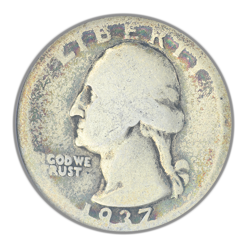 1937 Doubled Die Obverse Washington Quarter 25C ANACS Soapbox AG3 DDO FS-012 - Lowball - TONED!