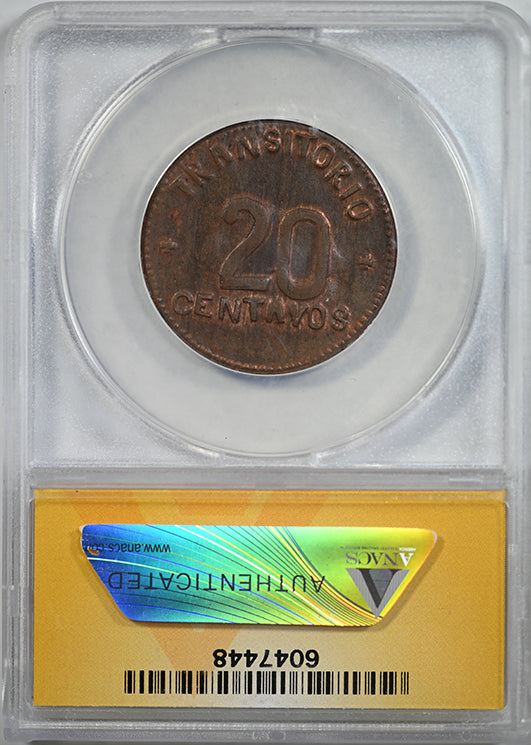 1915 Mexico-Puebla 20C Centavos ANACS AU50