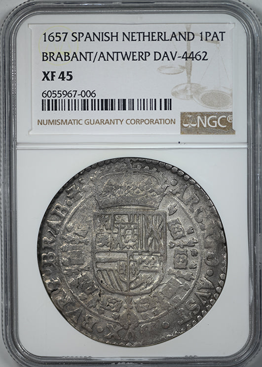1657 Spanish Netherland 1PAT Patagon Brabant/Antwerp DAV-4462 NGC XF45
