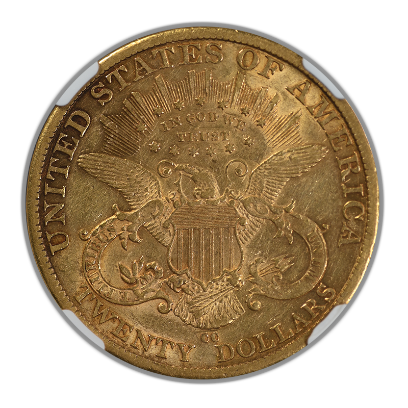 1882-CC Liberty Head Gold Double Eagle $20 NGC AU50 Reverse