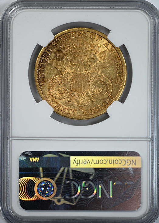 1882-CC Liberty Head Gold Double Eagle $20 NGC AU50 Reverse Slab