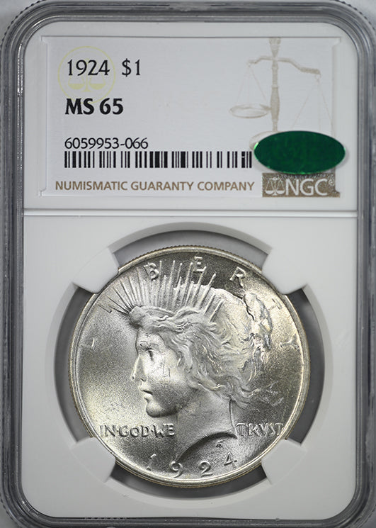 1924 Peace Dollar $1 NGC MS65 CAC