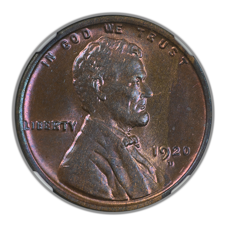 1920-D Lincoln Wheat Cent 1C NGC MS64RB - TONED!