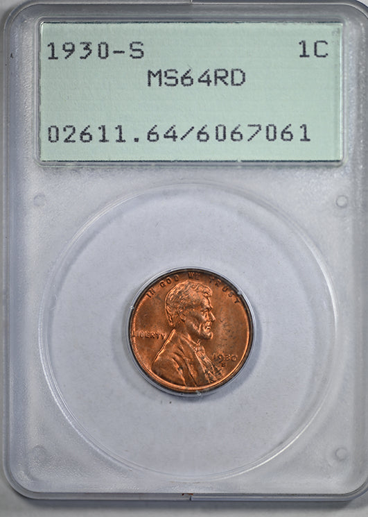 1930-S Lincoln Wheat Cent 1C PCGS Rattler MS64RD