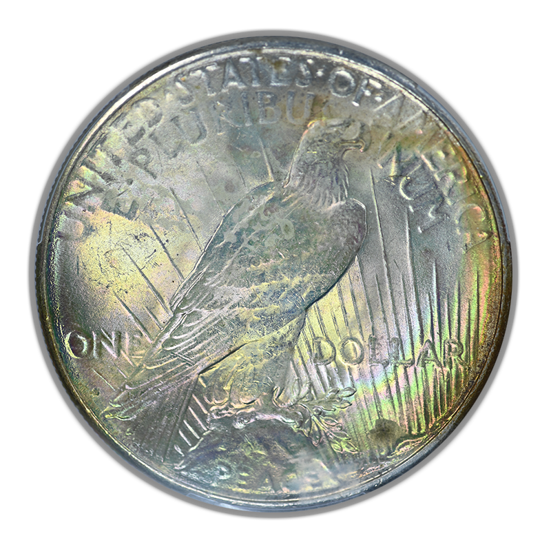 1923-S Peace Dollar $1 PCGS MS63 - RAINBOW TONED!
