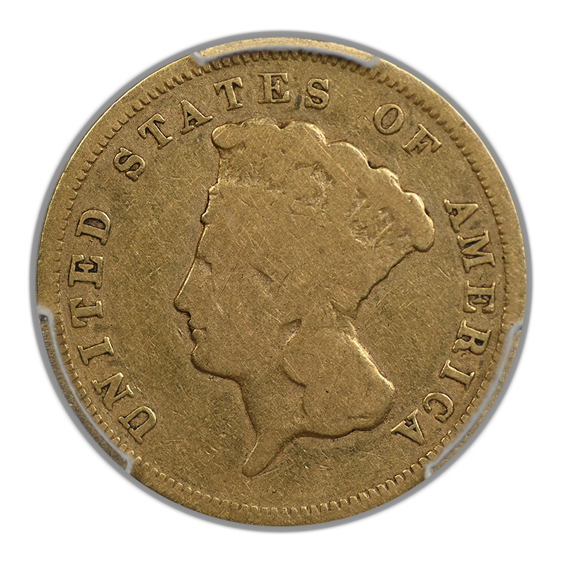 1857-S Indian Princess Gold Three Dollar Piece $3 PCGS G06