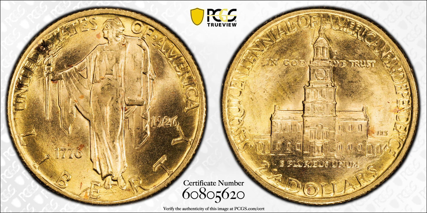 1926 American Sesquicentennial Classic Commemorative Gold Quarter Eagle $2.50 PCGS MS64 CAC