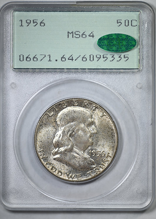1956 Franklin Half Dollar 50C PCGS Rattler MS64 CAC
