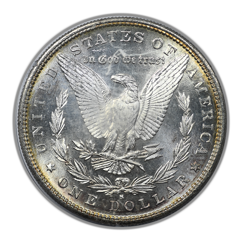 1881-S Morgan Dollar $1 PCGS Rattler MS63 Reverse