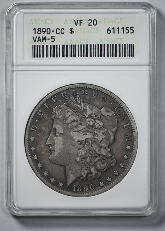 1890-CC Morgan Dollar $1 ANACS Soapbox VF20 VAM-5