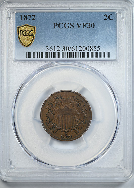 1872 Two Cent Piece 2C PCGS VF30