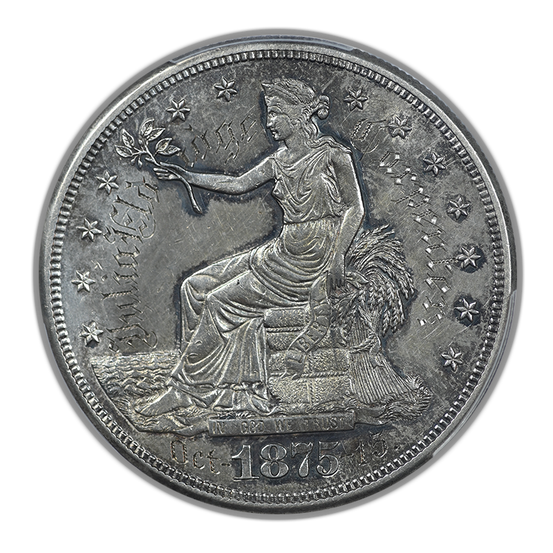 1875-S Trade Dollar T$1 PCGS Genuine AU Detail - Engraved